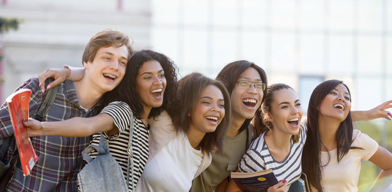 Group of happy students.