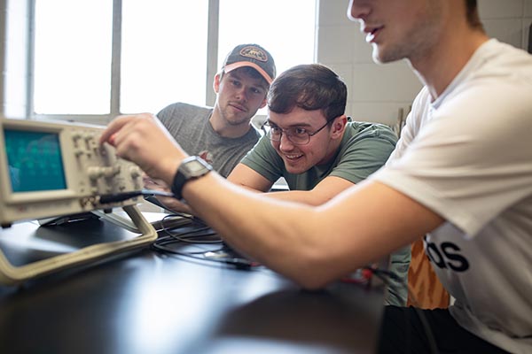 Students in an engineering classroom