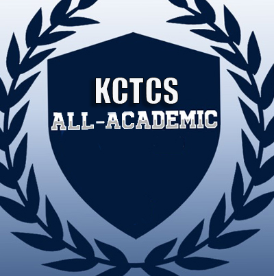Words KCTCS All Academic Team inside a blue crest