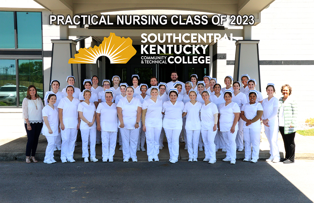 The entire nursing class standing un uniform