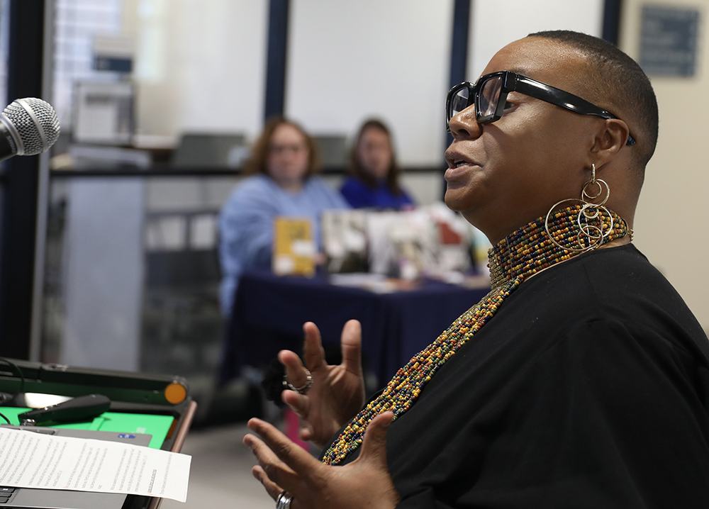 Professor Connie Waggoner-Edwards speaking at the event