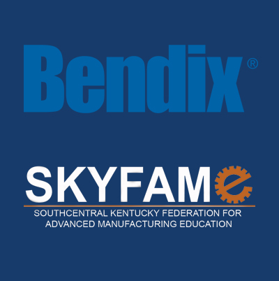 Blue background with Bendix logo and SKY FAME logo