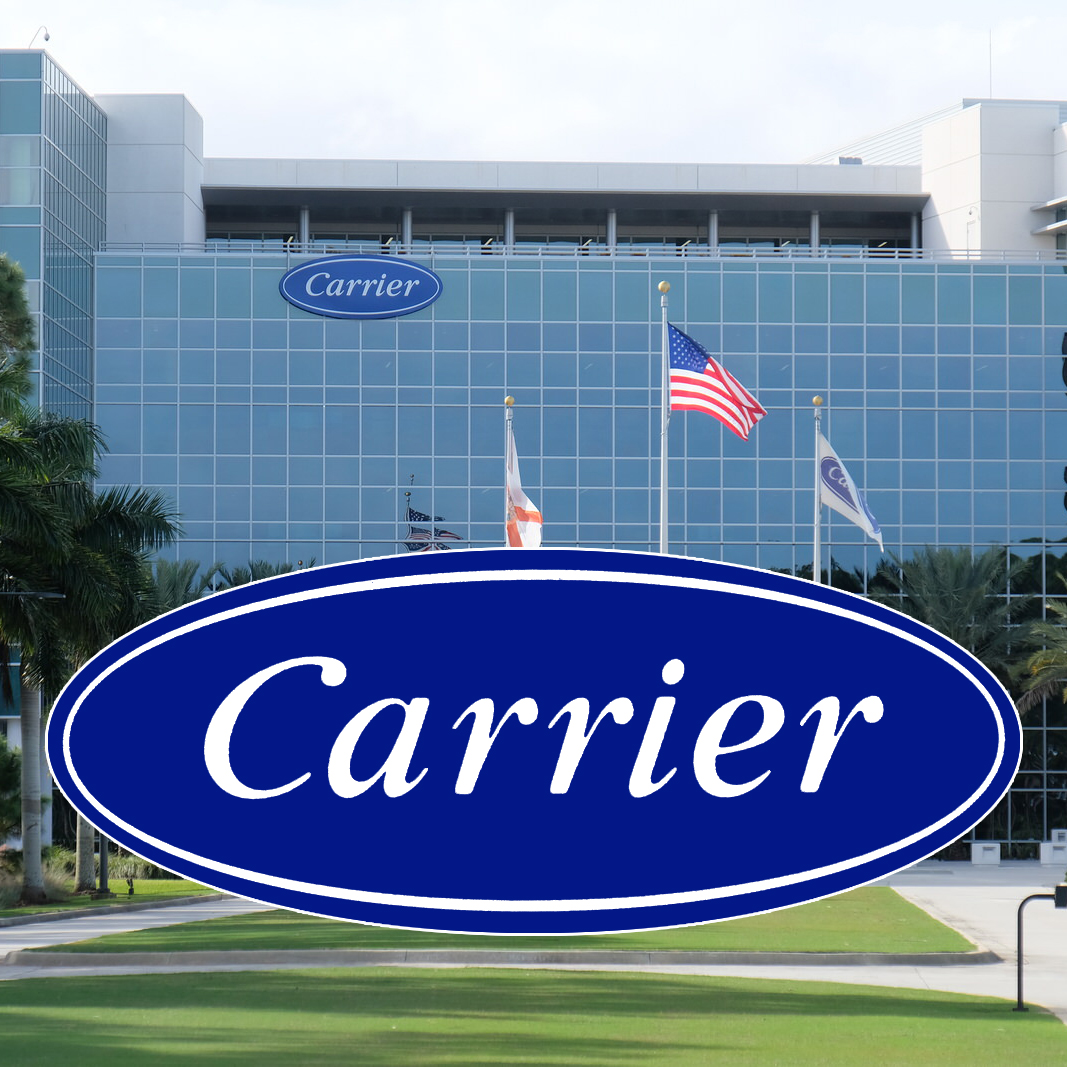 Carrier logo in front of their corporate headquarters building