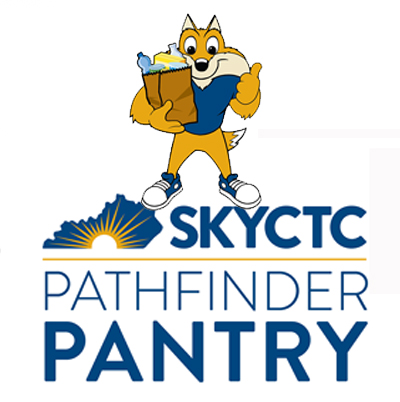 Image of SKYCTC mascot Pathfinder with words Pathfinder Pantry