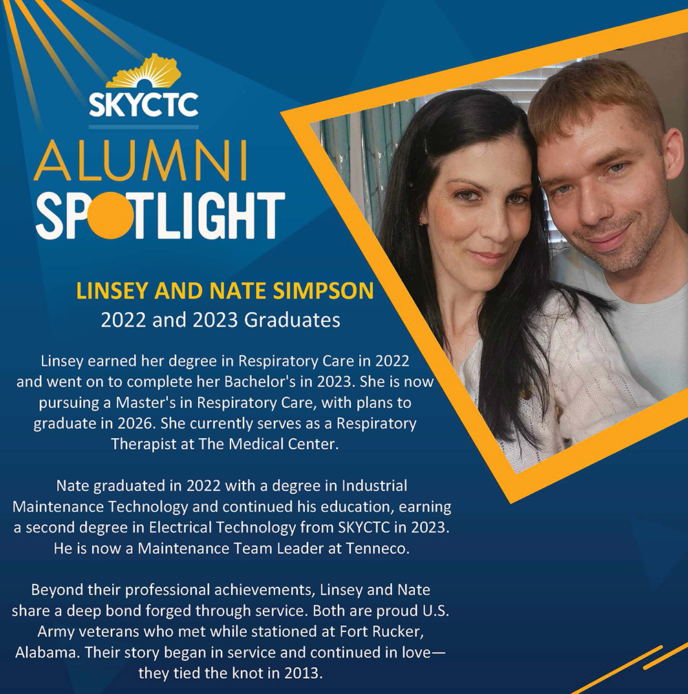 Picture of Nate and LIndsey Simpson with words Alumni Spotlight