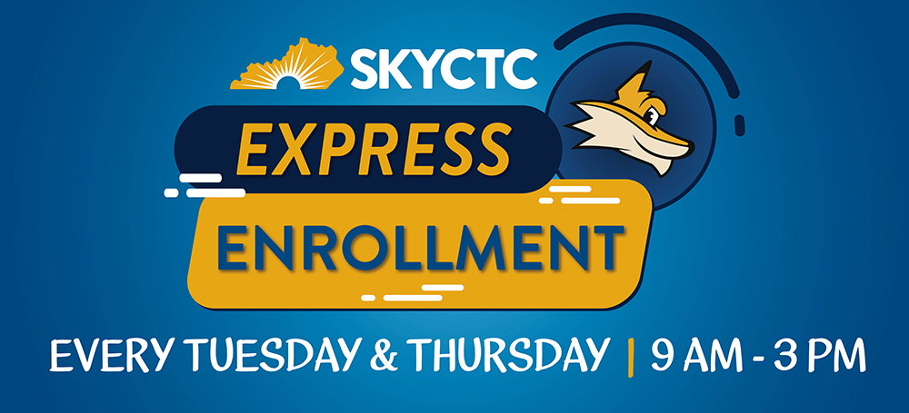 Express Enrollment logo with words every Tuesday and Thursday from 3pm to 9pm