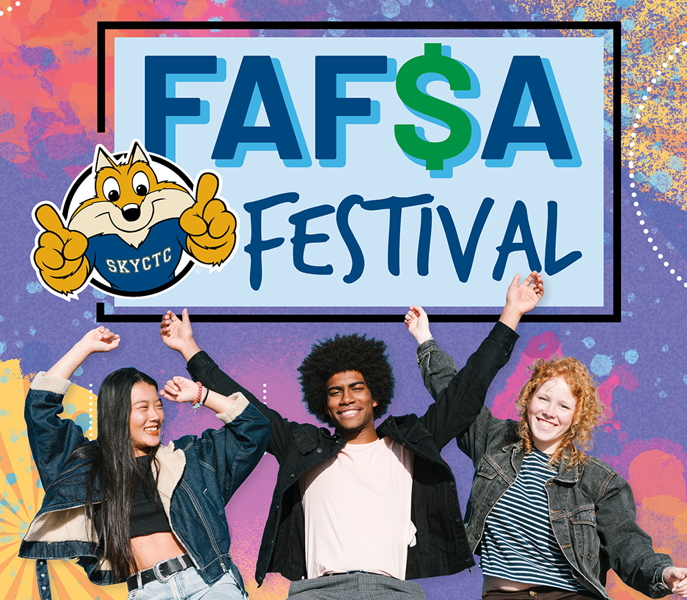 Students holding up sign thaat says FAFSA Festival