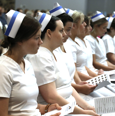 Glasgow nursing students seated listening to speaker