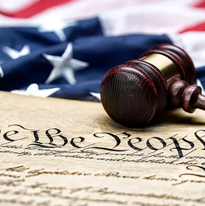 Picture of the American Flag with a gavil