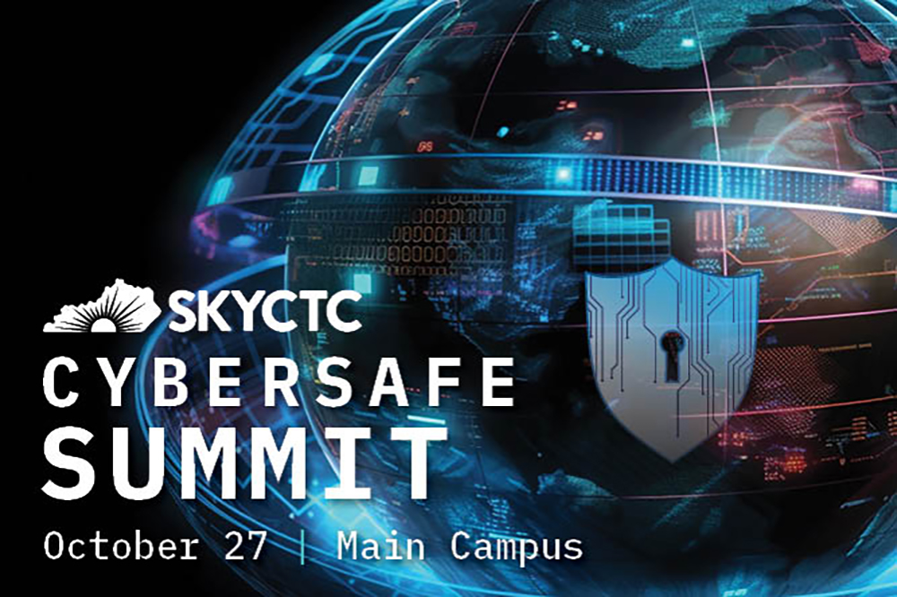 Image of digital globe with word CyberSafe Summit October 27.