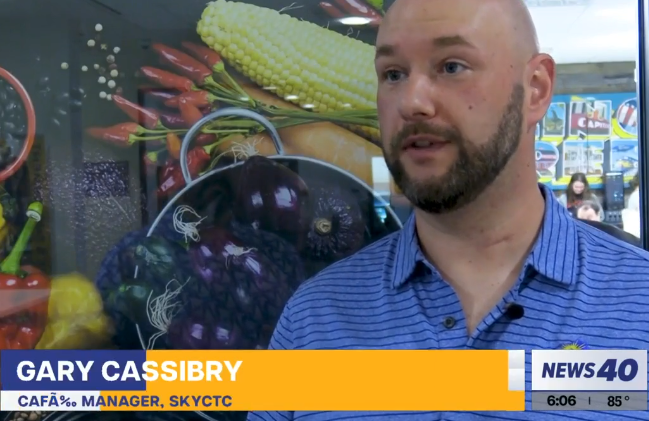 Gary Cassabry in the cafeteria