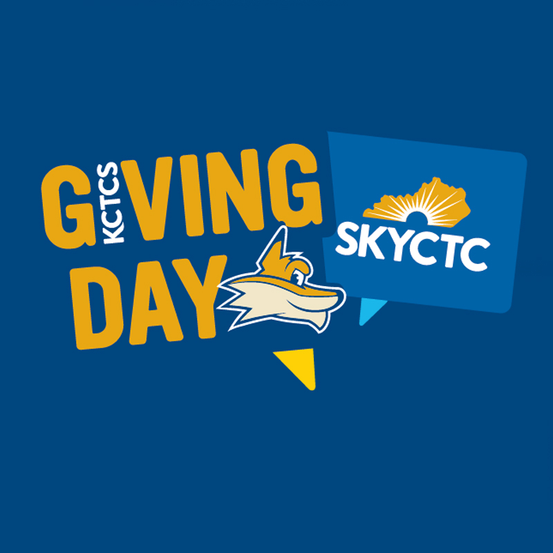 Artist rendering of Pathfinder Mascot with words SKYCTC Giving Day