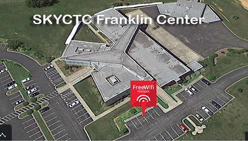 Map of Franklin Center with markers of wifi htspots