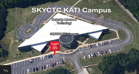 Map of KATI Campus with markers for wifi hotspots